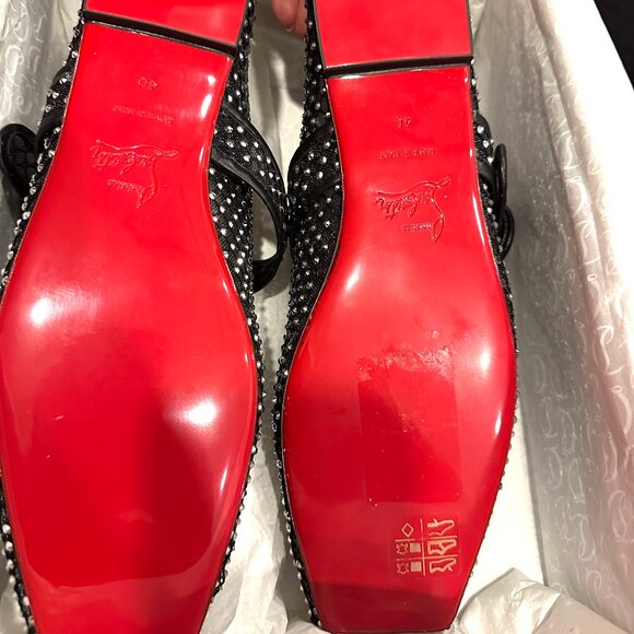 Christian Louboutin MAMASTRAPITINA Strass Crystal Mesh Ballerina Flat Shoes - Picture 15 of 16